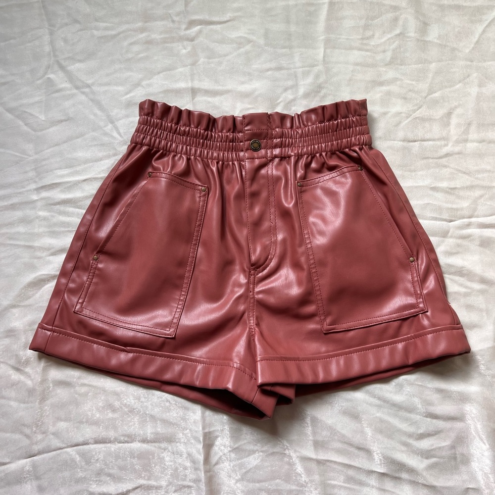 Leather high waisted shorts